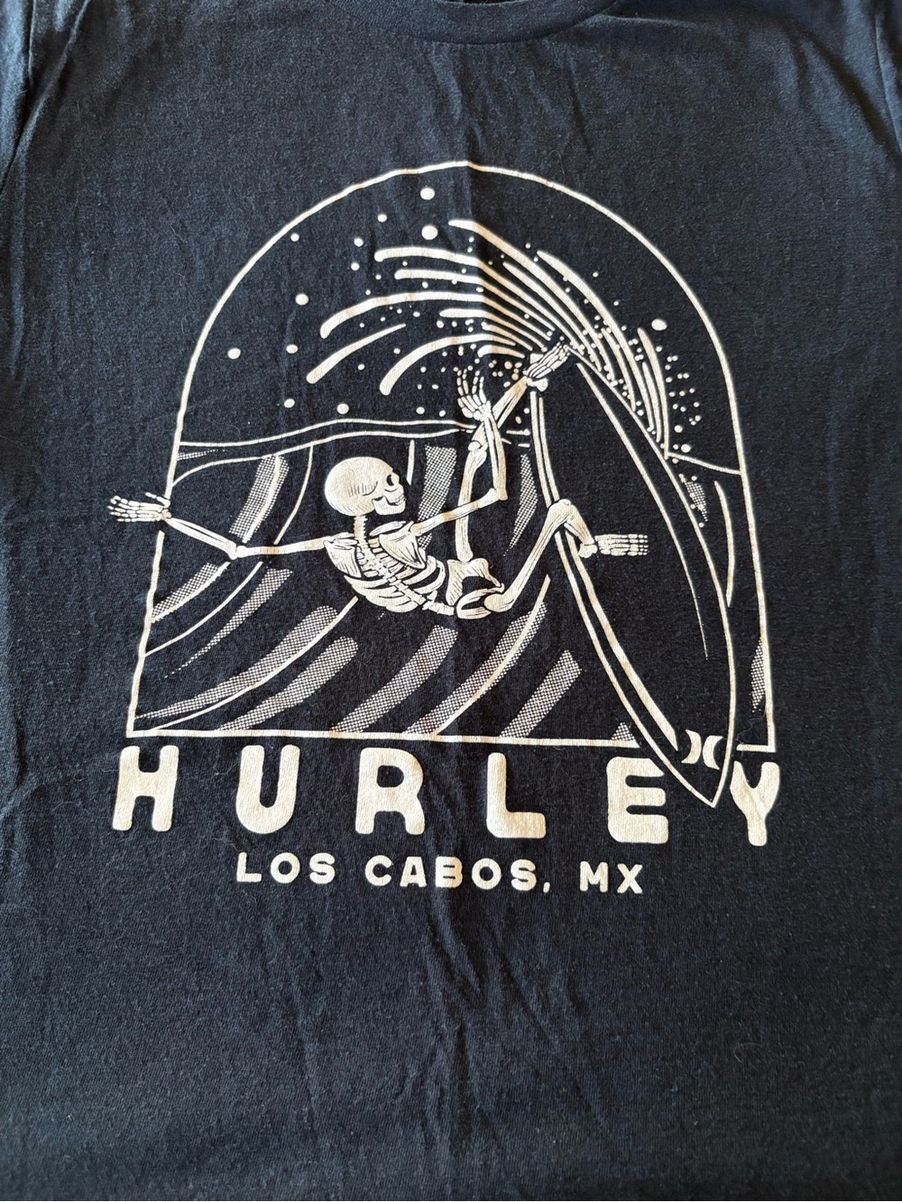 Hurley Dark blue Crewneck with White Surf Skeleton Graphic
